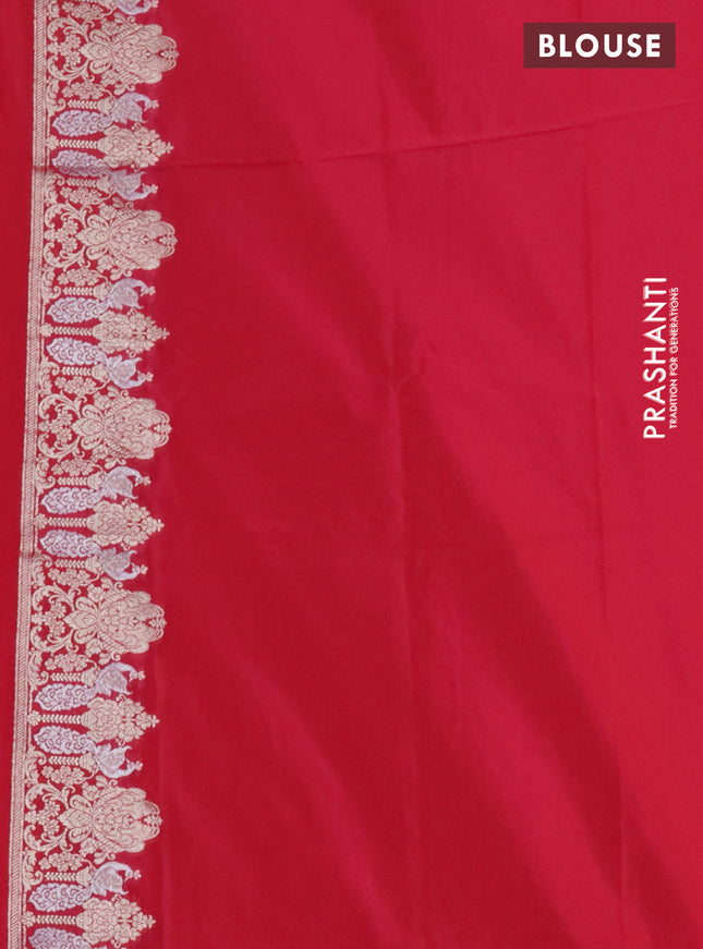 Banarasi semi katan silk saree pink with zari woven buttas and zari woven border