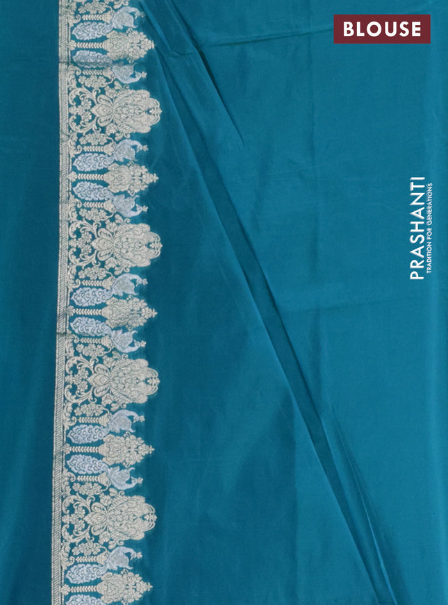 Banarasi semi katan silk saree dual shade of teal blue with zari woven buttas and zari woven border