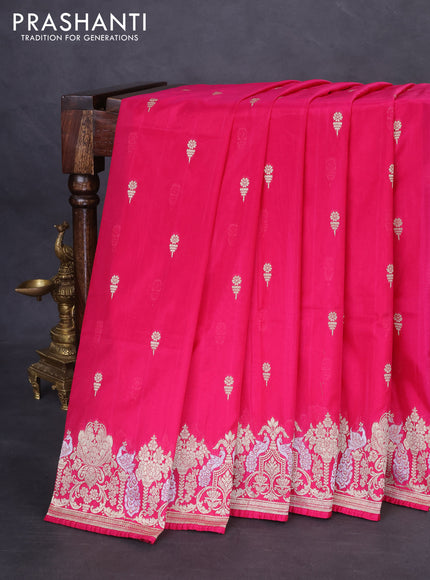 Banarasi semi katan silk saree pink with zari woven buttas and zari woven border