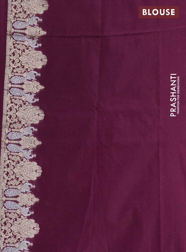 Banarasi semi katan silk saree wine shade with zari woven buttas and zari woven border