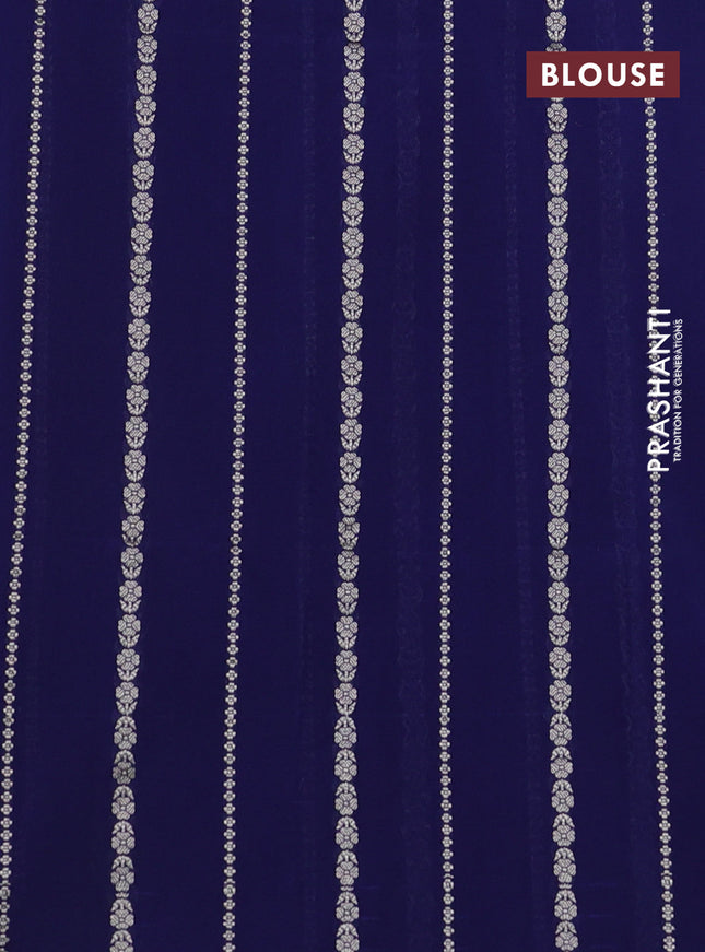 Banarasi semi katan silk saree navy blue with zari woven buttas and zari woven border