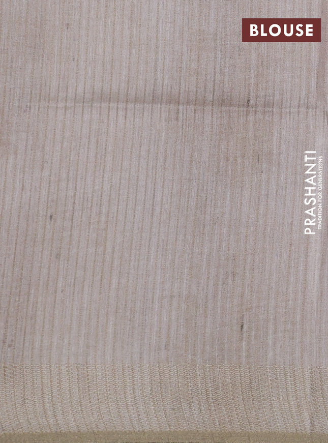 Semi matka saree pink and beige with allover geometric prints and zari woven border