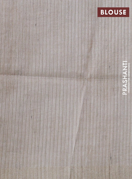 Semi matka saree sandal and beige with allover geometric prints and zari woven border