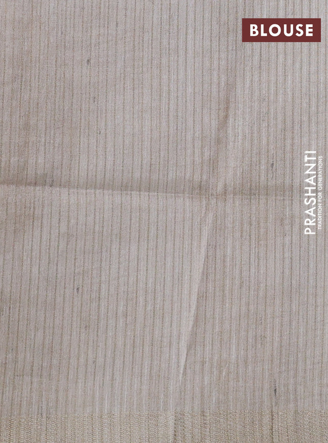 Semi matka saree sandal and beige with allover geometric prints and zari woven border