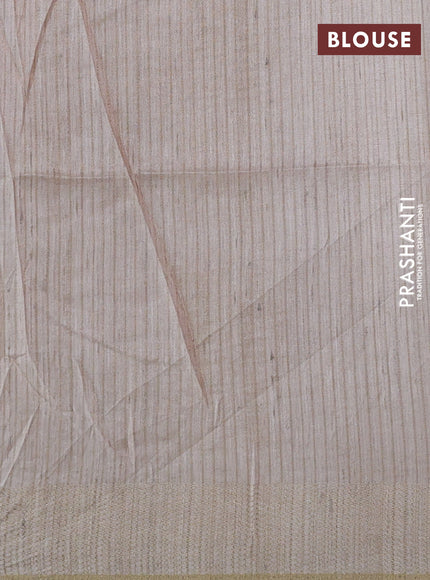 Semi matka saree peach pink and maroon beige with allover geometric prints and zari woven border