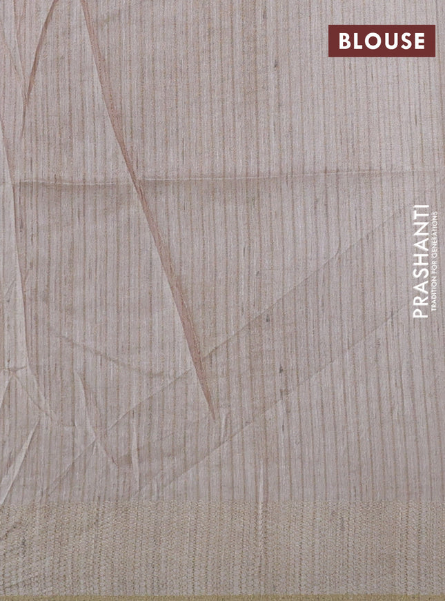 Semi matka saree peach pink and maroon beige with allover geometric prints and zari woven border