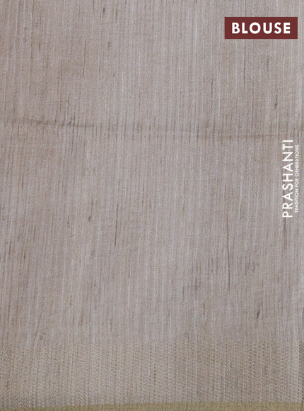 Semi matka saree pastel green and green beige with allover geometric prints and zari woven border