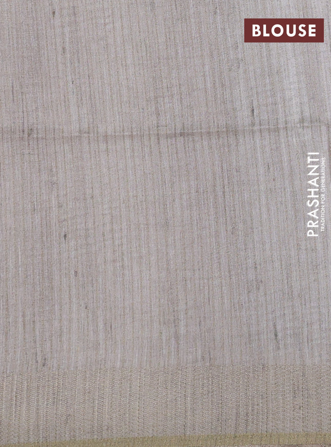 Semi matka saree multi colour green shade and beige with allover geometric prints and zari woven border