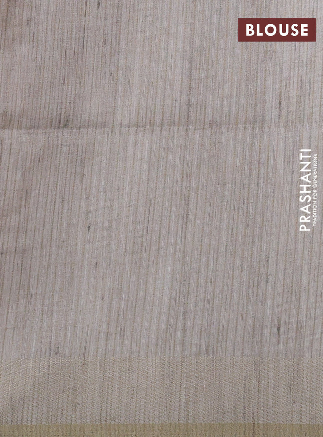 Semi matka saree multi colour pastel peach and beige with allover geometric prints and zari woven border