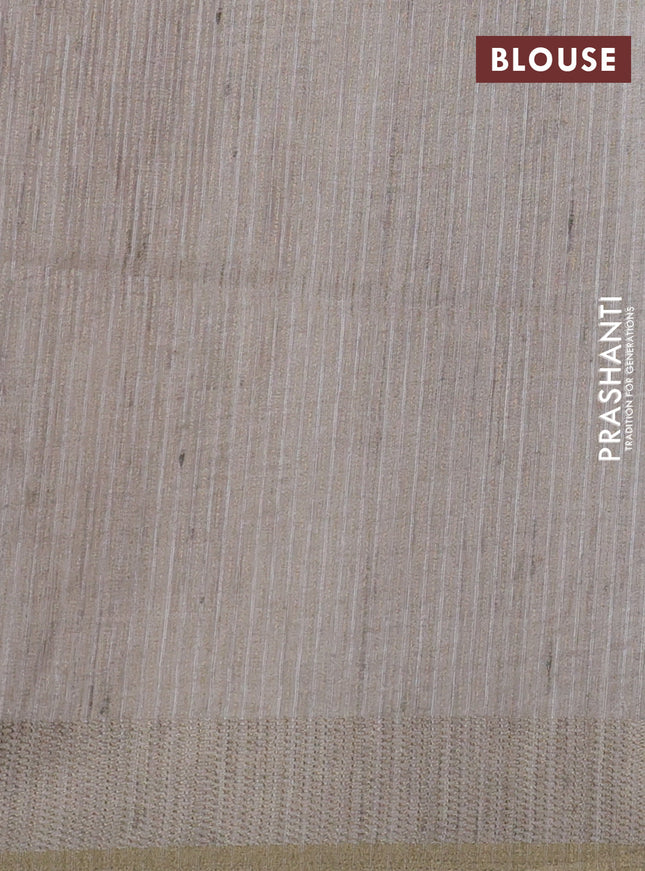 Semi matka saree multi colour sandal and beige with allover geometric prints and zari woven border