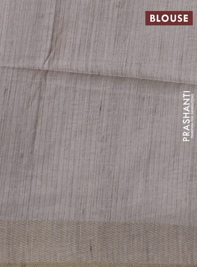 Semi matka saree multi colour peach pink and beige with allover geometric prints and zari woven border