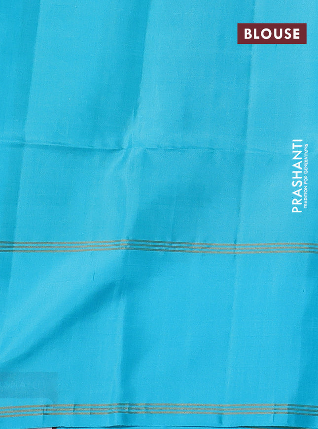 Pure soft silk saree dual shade of green and light blue with zari woven buttas and rettapet zari woven border