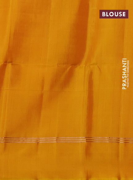 Pure soft silk saree mango yellow with zari woven rangoli design and zari woven simple border