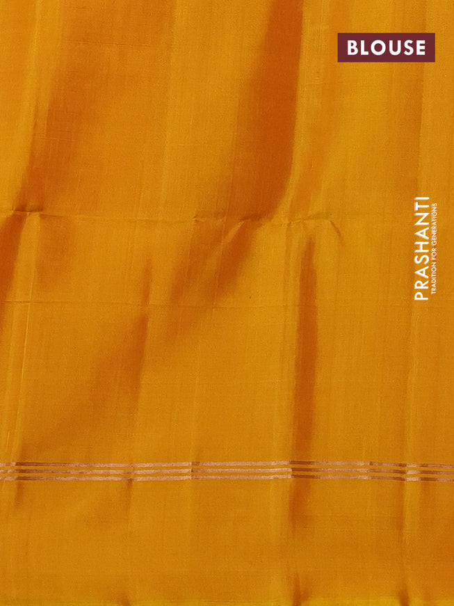 Pure soft silk saree mango yellow with zari woven rangoli design and zari woven simple border