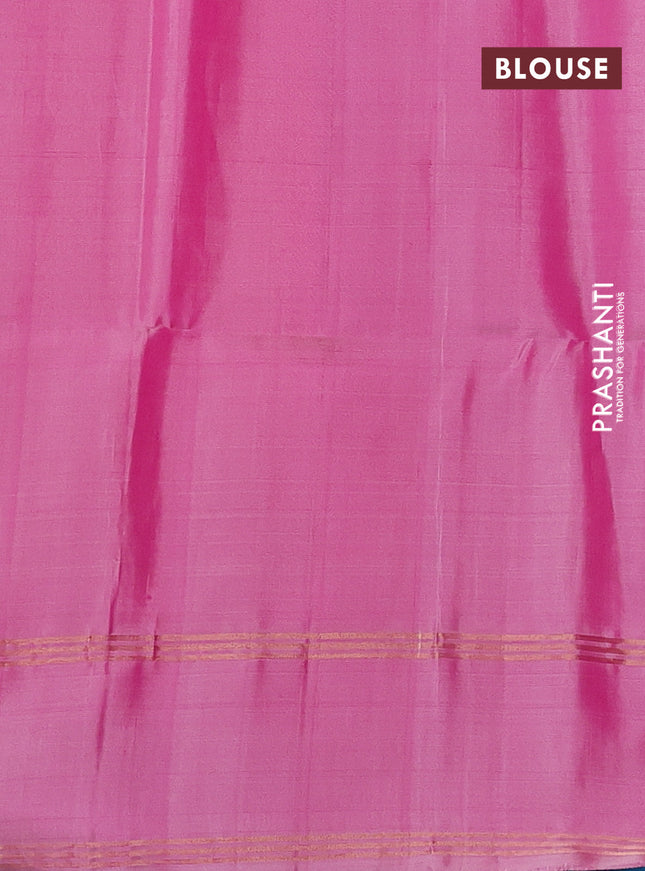 Pure soft silk saree dual shade of pink and light pink with paisly zari woven buttas and rettapet zari woven border