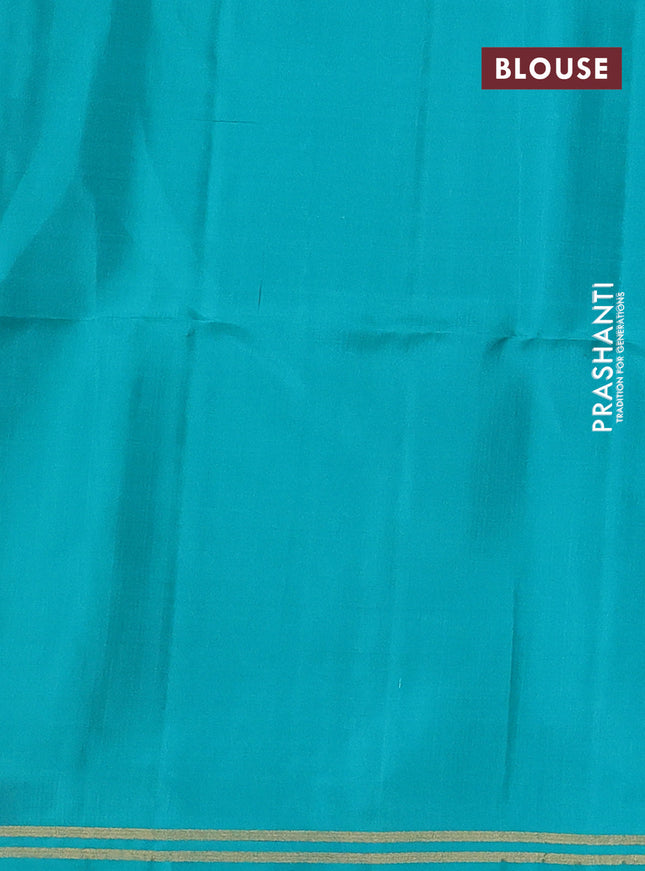 Pure soft silk saree teal green shade with rudhraksha zari woven buttas and zari woven buttas