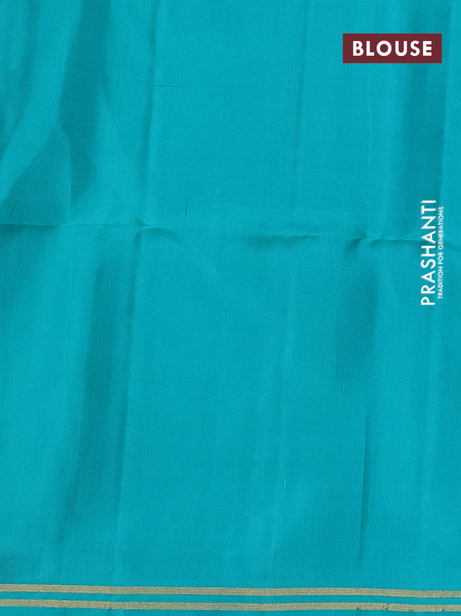 Pure soft silk saree teal green shade with rudhraksha zari woven buttas and zari woven buttas