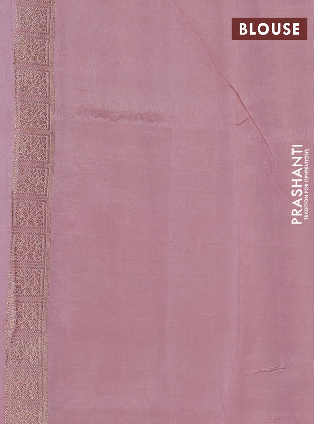 Banarasi tissue semi silk saree peach pink and beige with zari weaves & floral buttas and silver zari woven butta border