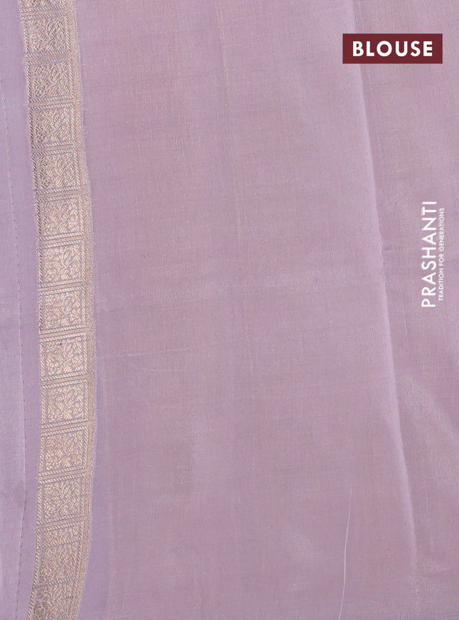 Banarasi tissue semi silk saree grey and lavender with zari weaves & floral buttas and silver zari woven butta border
