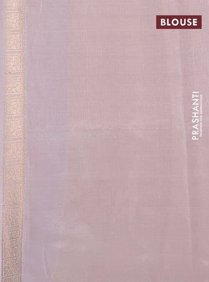 Banarasi tissue semi silk saree baby pink with zari weaves & floral buttas and silver zari woven butta border