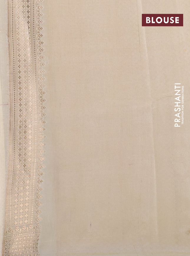Banarasi tissue semi silk saree cream and pastel grey with zari weaves & buttas and zari woven butta border