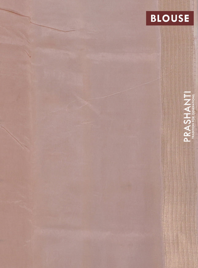 Banarasi tissue semi silk saree pastel grey and pale orange with zari weaves & buttas and zari woven butta border