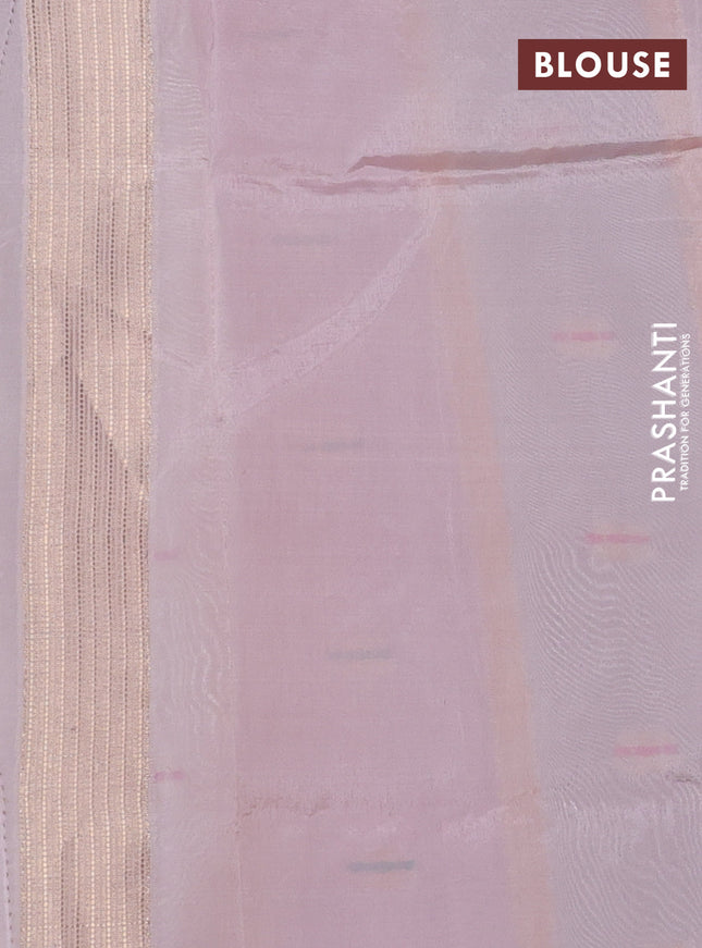 Banarasi tissue semi silk saree peach pink with zari weaves & buttas and zari woven butta border