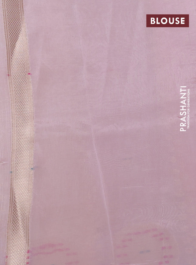 Banarasi tissue semi silk saree beige and peach pink with zari weaves & buttas and zari woven butta border