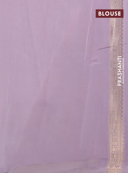 Banarasi tissue semi silk saree beige and pastel lavender with zari weaves & floral buttas and small zari woven border