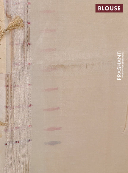 Banarasi tissue semi silk saree sandal with zari weaves & buttas and floral zari woven butta border