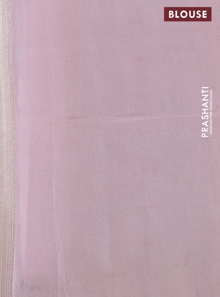 Banarasi tissue semi silk saree pastel peach pink with zari weaves & buttas and floral zari woven butta border