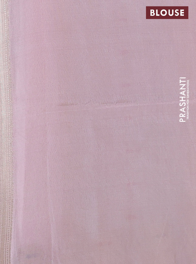 Banarasi tissue semi silk saree pastel peach pink with zari weaves & buttas and floral zari woven butta border