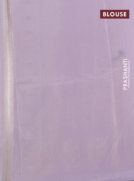 Banarasi tissue semi silk saree beige and pastel lavender with zari weaves & buttas and floral zari woven butta border