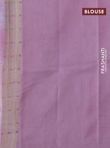 Banarasi tissue semi silk saree light pink with zari weaves & buttas and floral zari woven butta border