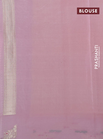Banarasi tissue semi silk saree pale orange and peach pink with zari weaves & buttas and zari woven border