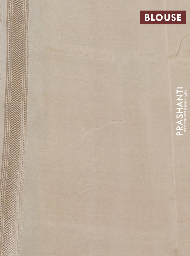 Banarasi tissue semi silk saree mild peach and cream with zari weaves & buttas and zari woven border