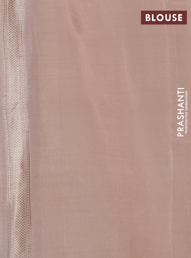 Banarasi tissue semi silk saree pastel peach shade with zari weaves & buttas and zari woven border