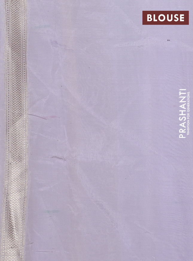 Banarasi tissue semi silk saree grey shade and pastel lavender with zari weaves & buttas and zari woven border