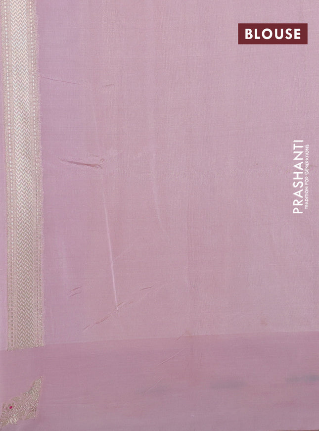 Banarasi tissue semi silk saree sandal and mild peach pink with zari weaves & buttas and zari woven border