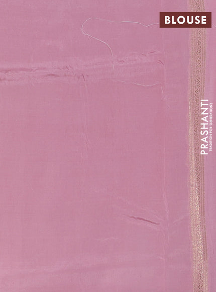 Banarasi tissue semi silk saree peach pink and pale orange with zari weaves & buttas and zari woven butta border