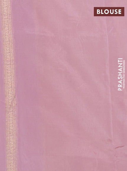 Banarasi tissue semi silk saree peach pink with zari weaves & buttas and zari woven butta border