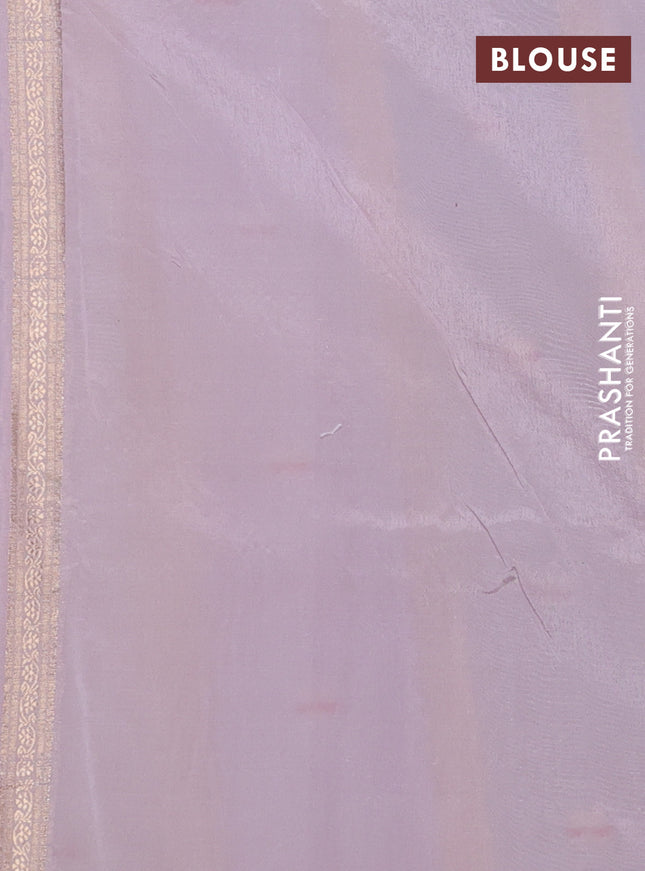 Banarasi tissue semi silk saree pastel grey and mild lavender with zari weaves & buttas and zari woven butta border