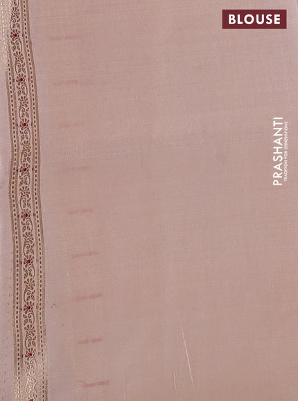 Banarasi tissue semi silk saree pastel peach with zari weaves & buttas and zari woven butta border