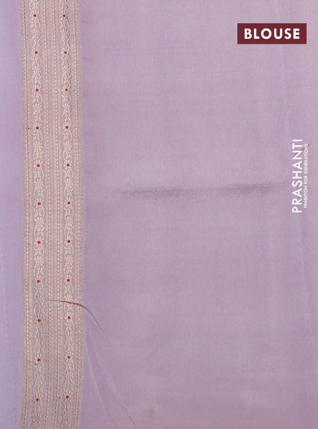 Banarasi tissue semi silk saree baby pink and mild lavender with zari weaves & buttas and zari woven butta border