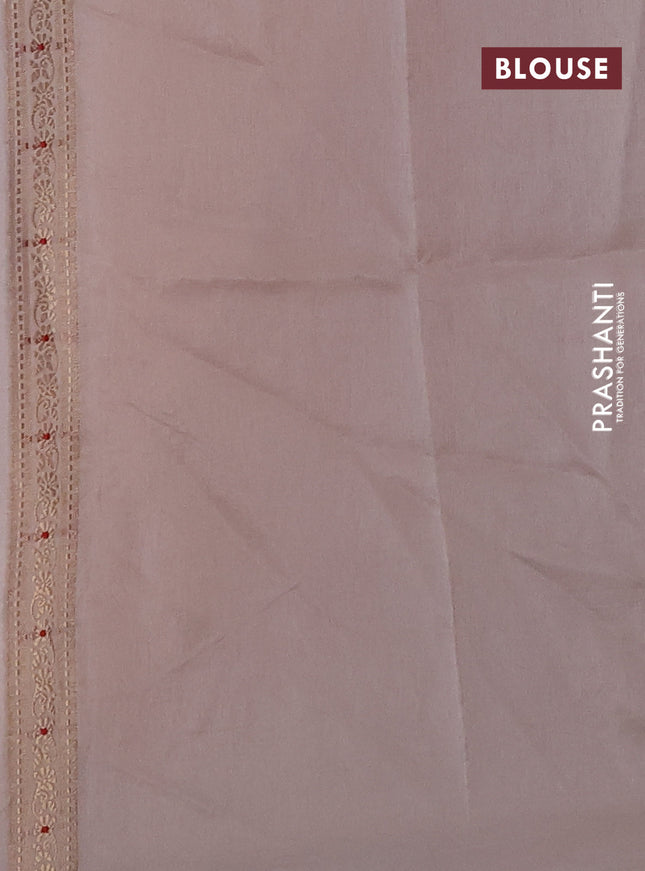 Banarasi tissue semi silk saree pastel peach with zari weaves & buttas and zari woven butta border