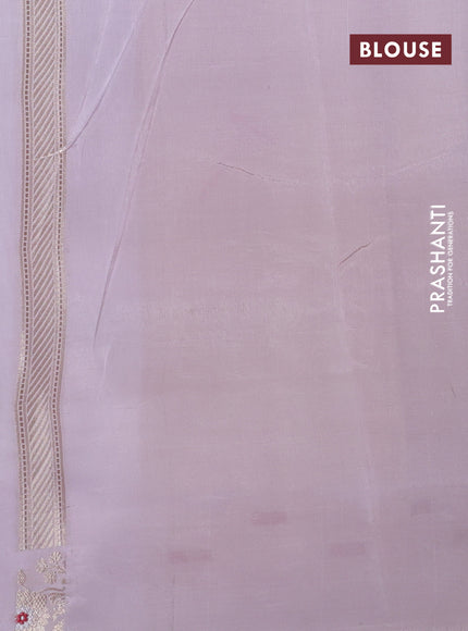Banarasi tissue semi silk saree pastel grey and mild lavnder with allover zari weaves and zari woven floral border