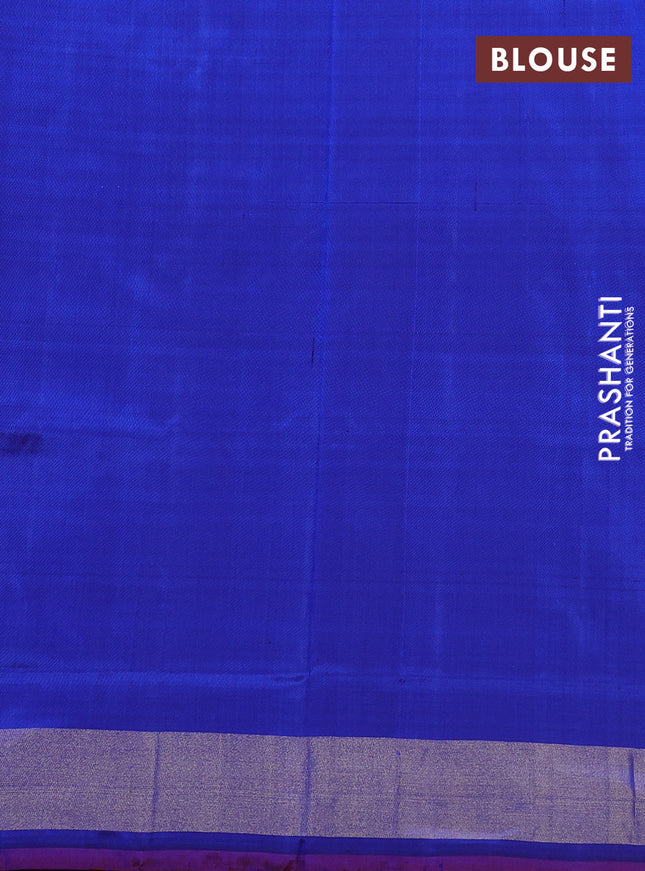 Pochampally silk saree blue and maroon with allover ikat weaves and zari woven border