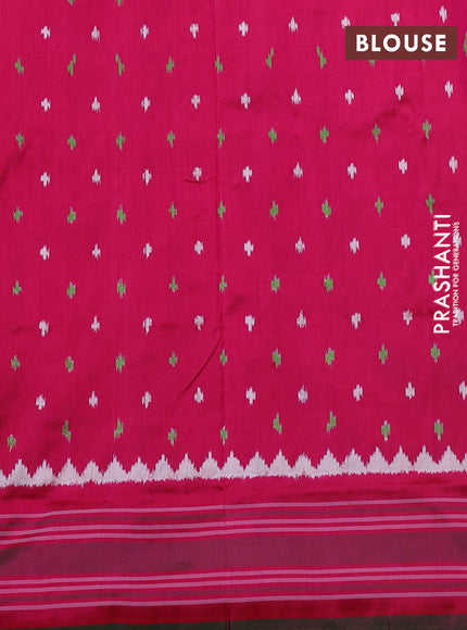 Pochampally silk saree grey and pink with allover ikat weaves and simple border