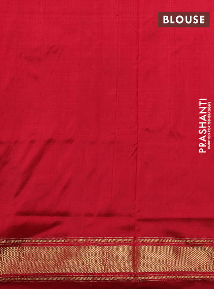 Pochampally silk saree cream and red with allover ikat weaves and zari woven border