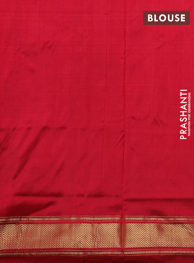 Pochampally silk saree cream and red with allover ikat weaves and zari woven border